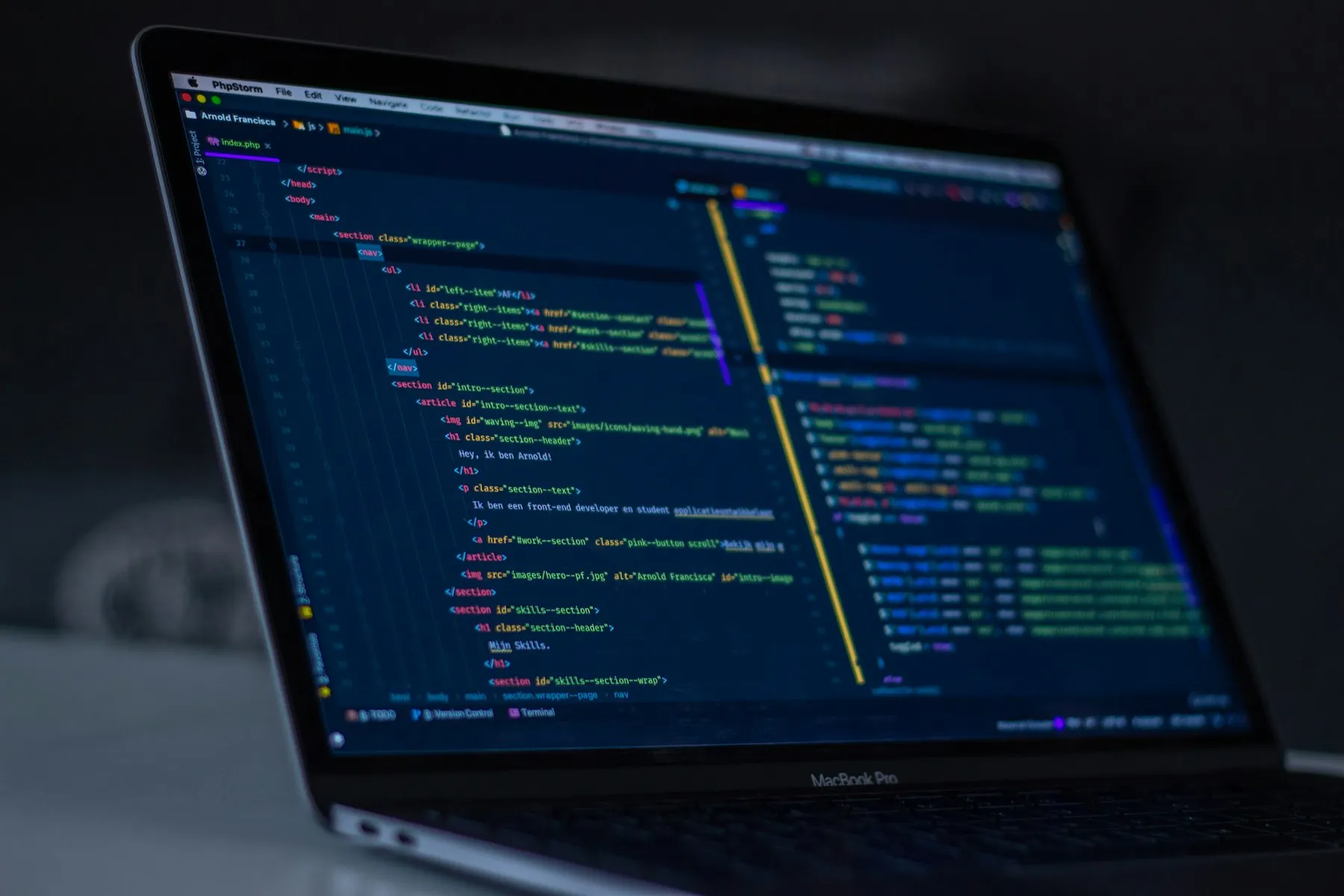 Source code on a developer workstation